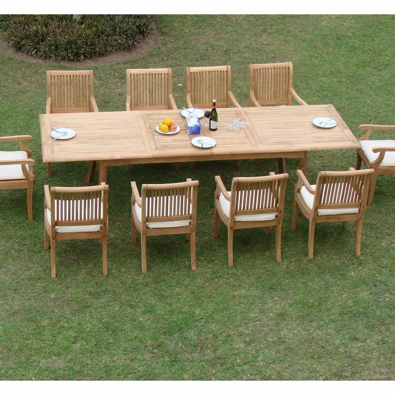 New ๐ฅ Teak Deals 11-Piece Outdoor Teak Dining Set, 117" Rectangle Table, 10 Giva Arm Chairs ๐ - Image 2