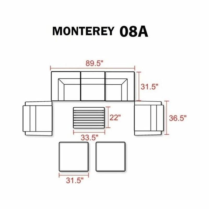Deals π TKClassics TK Classics Monterey 8-Pc Outdoor Wicker Sofa Set W/Cushions In Beige βοΈ - Image 2