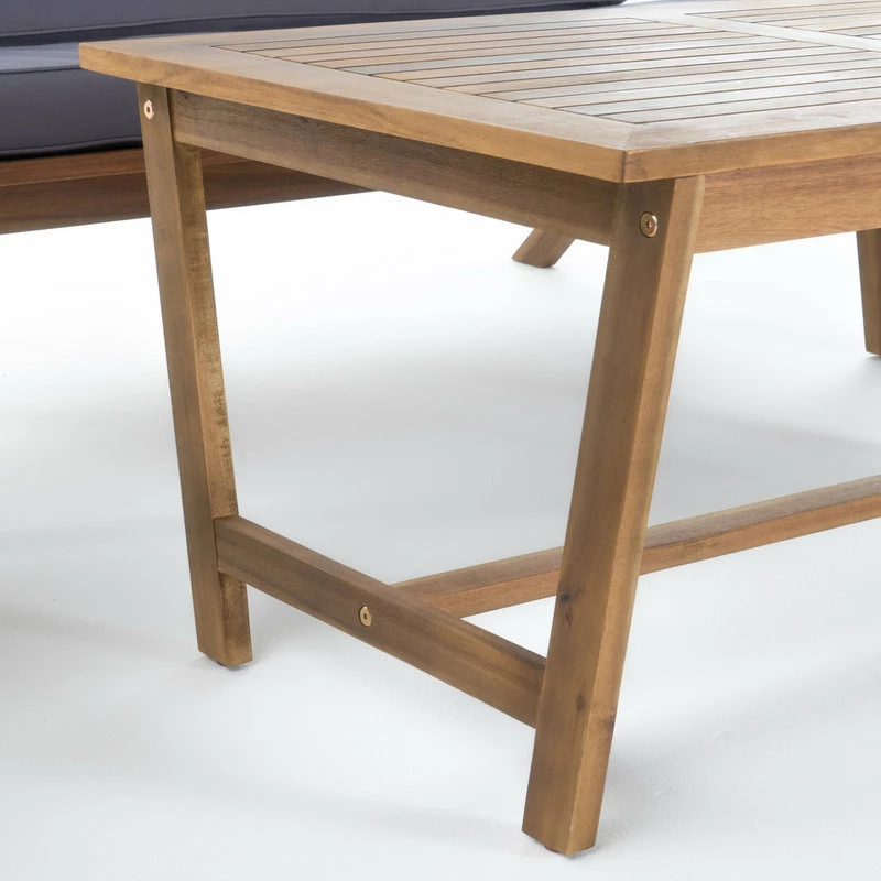 Flash Sale ✨ GDFStudio GDF Studio 4-Piece Manarola Outdoor Natural Wood Finish Chat Set With Cushions 👏 - Image 6