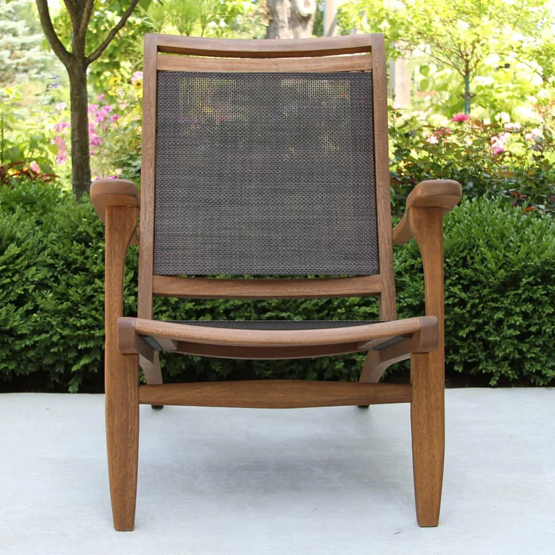 Discount 🔥 Outdoor Interiors 3-Piece Eucalyptus And Sling Lounge Set With Round Accent Table ⭐ - Image 4
