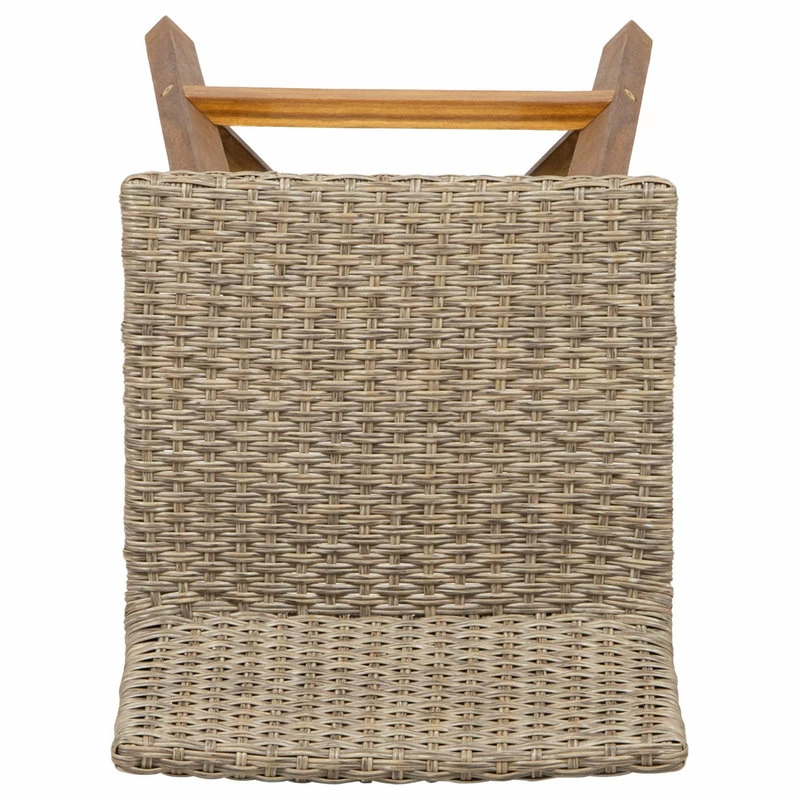 New 🎁 GDFStudio Jessie Outdoor Wood And Wicker Barstool, Set Of 4, Light Brown, Teak Finish 🔔 - Image 9