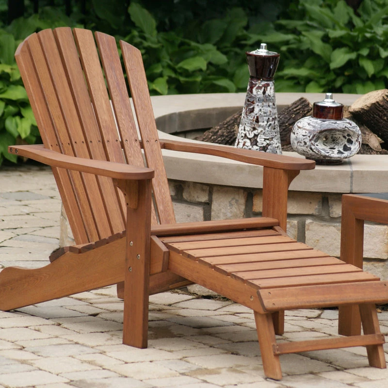 Brand new ๐ Outdoor Interiors Eucalyptus Adirondack Chair With Built-In Ottoman ๐คฉ - Image 5