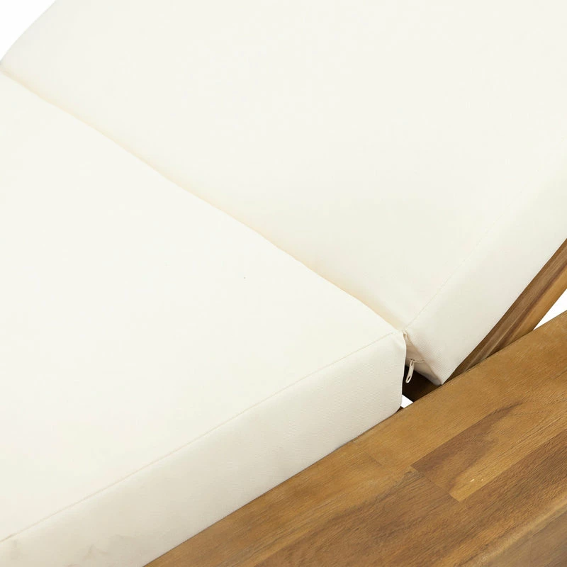 Promo 💯 GDFStudio Setlla Acacia Wood Chaise Lounge And Cushion Set, Set Of 4, Cream 🌟 - Image 5