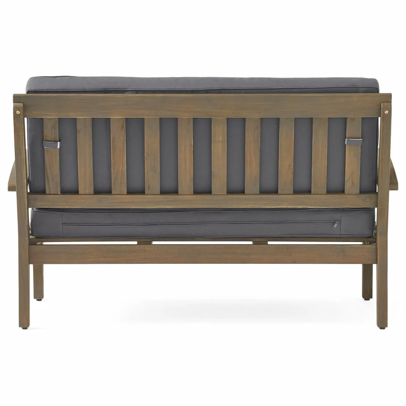 New โ GDFStudio GDF Studio Preston Outdoor Acacia Wood Loveseat And Coffee Table, Gray/Dark Gray ๐ - Image 7