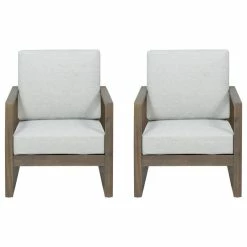 Best deal 🔥 GDFStudio Mavis Outdoor Acacia Wood Club Chair With Cushions, Set Of 2, Gray 🎉