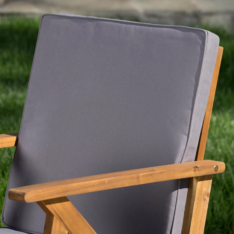 Flash Sale ✨ GDFStudio GDF Studio 4-Piece Manarola Outdoor Natural Wood Finish Chat Set With Cushions 👏 - Image 4