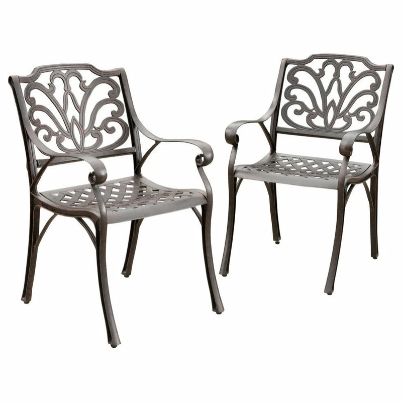 Buy 🔥 GDFStudio GDF Studio Fonzo Outdoor Bronze Cast Aluminum Dining Chairs, Set Of 2 🎁