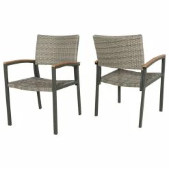 Best reviews of 👏 GDFStudio GDF Studio Emma Outdoor Wicker Dining Chair With Aluminum Frame, Gray, Set Of 2 👏
