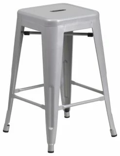 New 🔥 Flash Furniture Backless Silver Metal Barstool CH-31320-24-SIL-GG ⭐