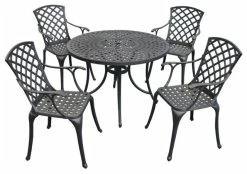 Coupon 💯 Crosley Sedona 42" Round 5 Piece Metal Patio Dining Set In Black 😀